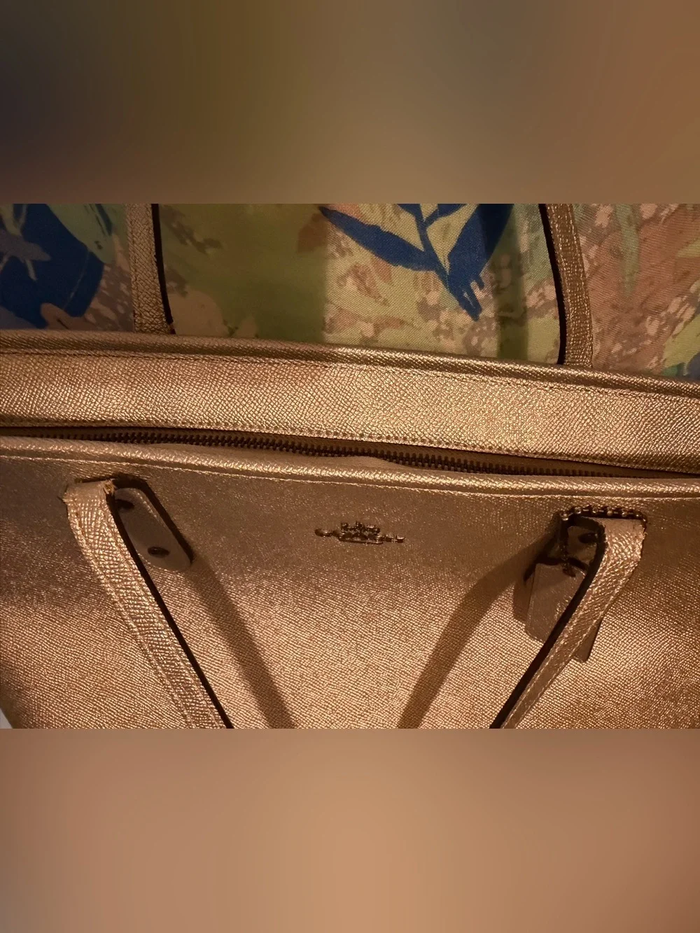 Coach Metallic Silver City Tote Bag - Picture 4 of 7